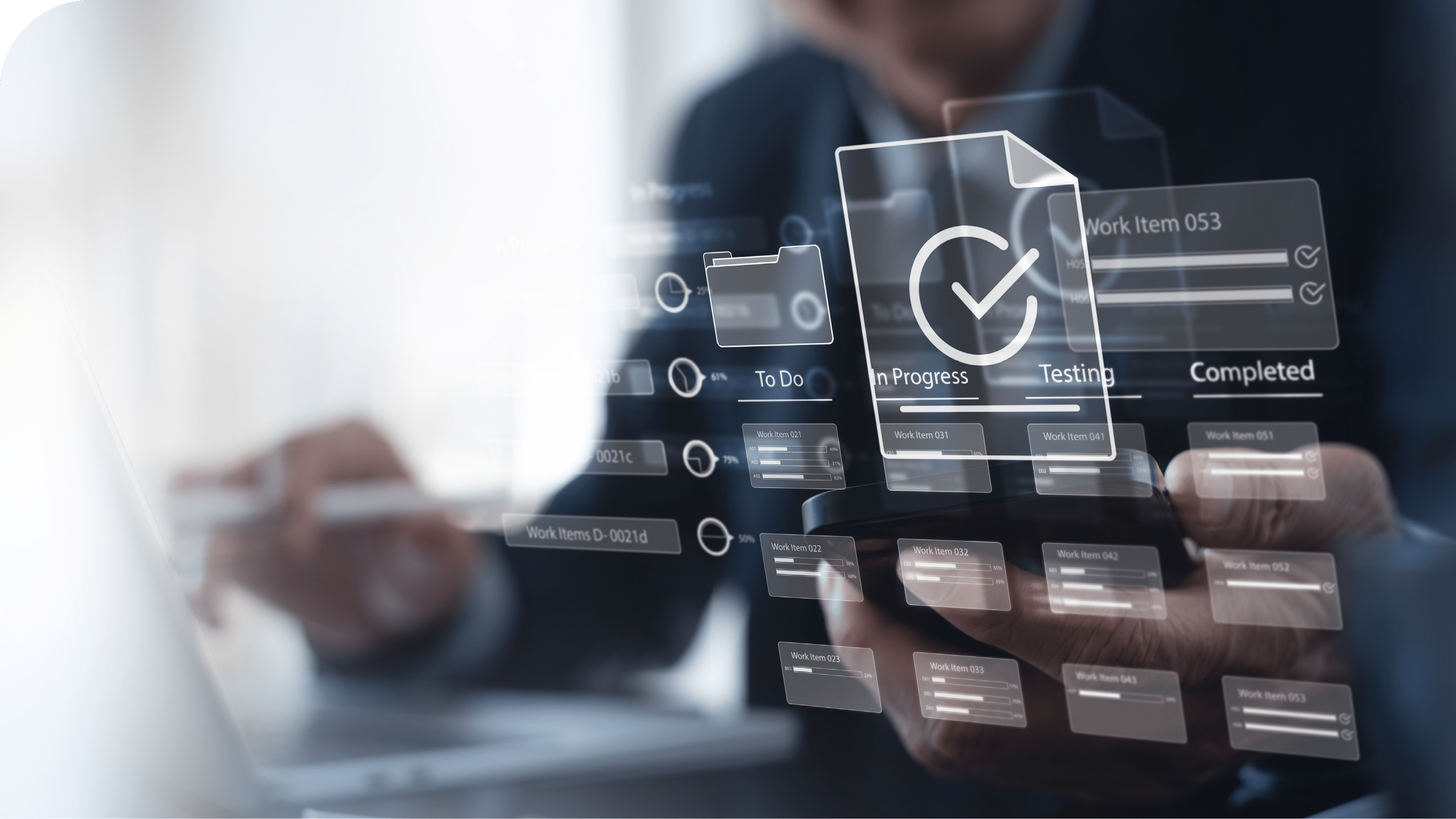 Business developer using Kanban board framework on laptop computer. Agile software development lean project management tool, project management, business development concept